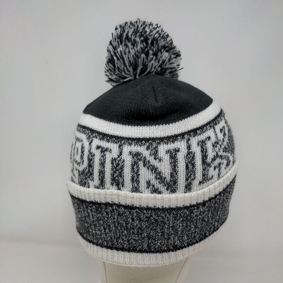 PINK Victoria's Secret Beanie Hat Multicolor One Size Knitted Pom Pom Acrylic - Picture 4 of 10